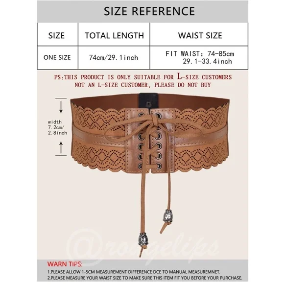 PU Wide Corset Laser Cut Hollow Out Brown Belt Boho - Picture 5 of 6